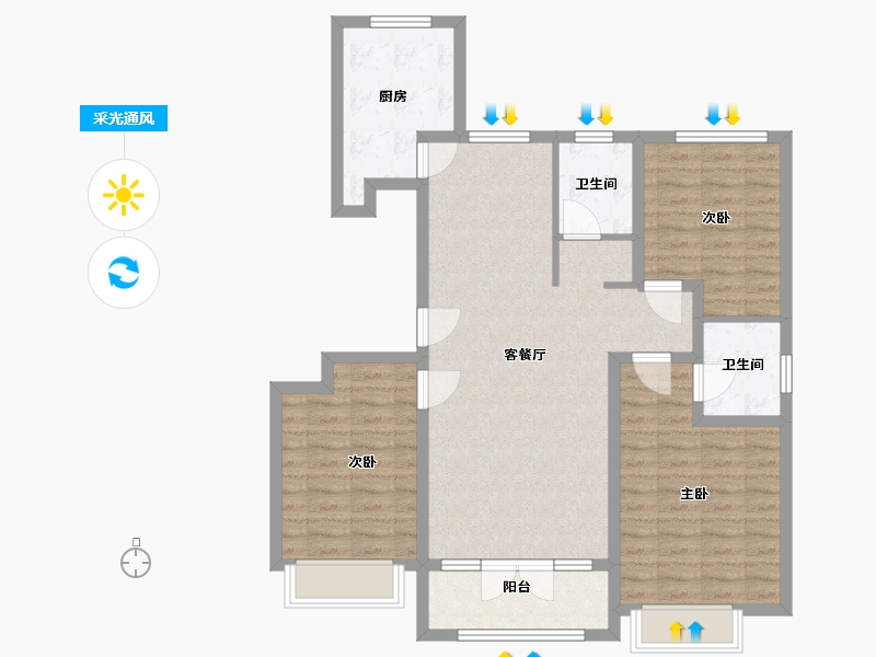 河北省-沧州市-水岸张桥悦府-98.40-户型库-采光通风