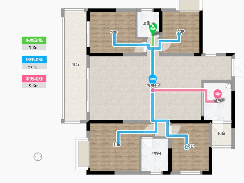 湖南省-郴州市-中港珑熙府4栋1单元-119.28-户型库-动静线