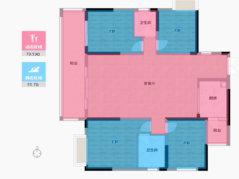 湖南省-郴州市-中港珑熙府4栋1单元-119.28-户型库-动静分区