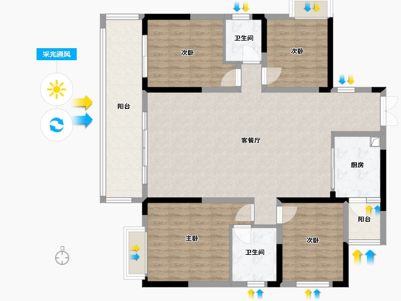 湖南省-郴州市-中港珑熙府4栋1单元-119.28-户型库-采光通风