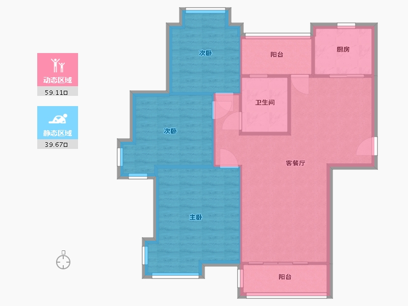 安徽省-合肥市-金色池塘-86.40-户型库-动静分区