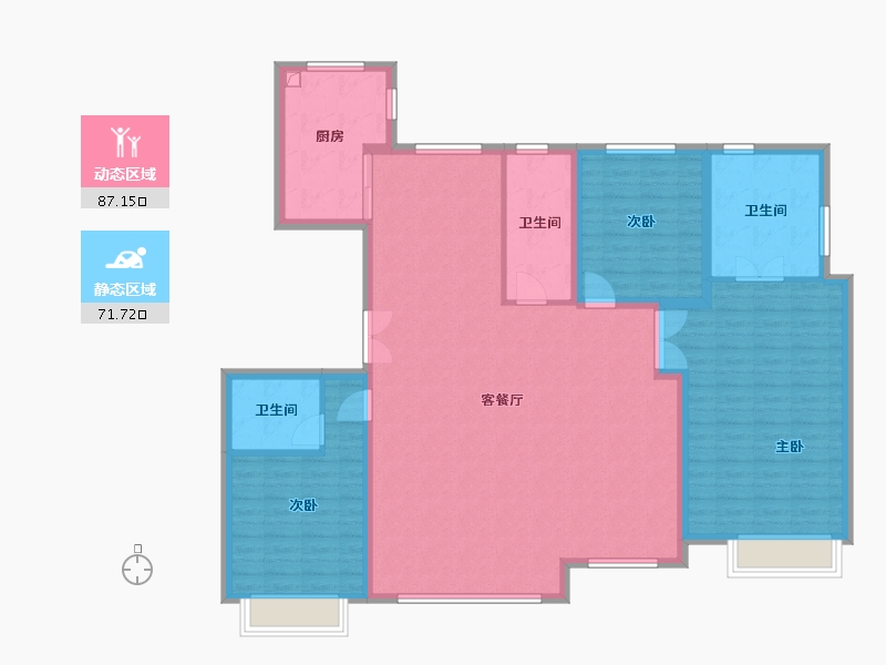 内蒙古自治区-鄂尔多斯市-康城名苑-164.00-户型库-动静分区