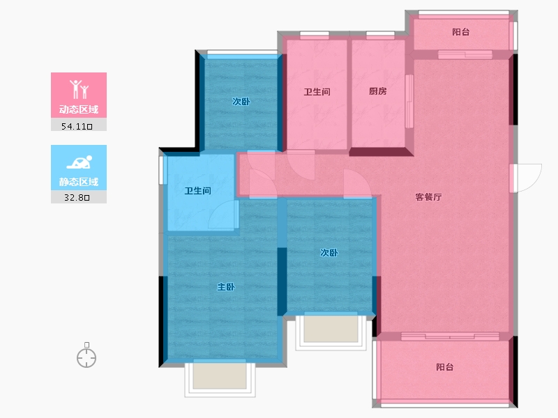 广东省-珠海市-招商雍华府花园-80.80-户型库-动静分区