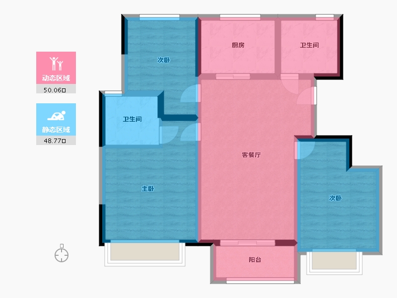 山东省-济南市-万科金色悦城新著-88.00-户型库-动静分区