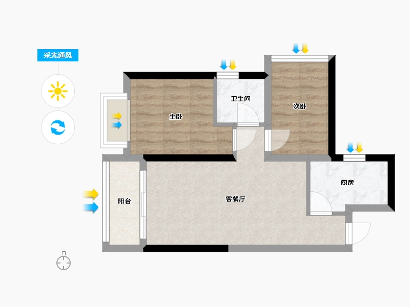 海南省-海口市-安居瑞龙苑-58.40-户型库-采光通风