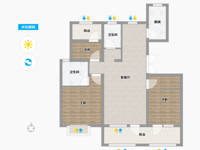 山东省-青岛市-省房万豪庄园-102.40-户型库-采光通风