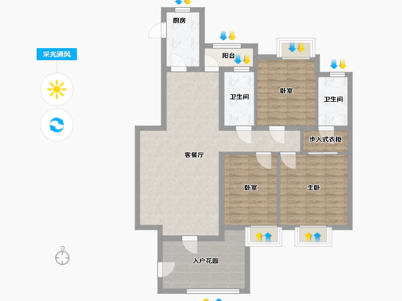 山东省-淄博市-名尚国际社区-A区-96.00-户型库-采光通风