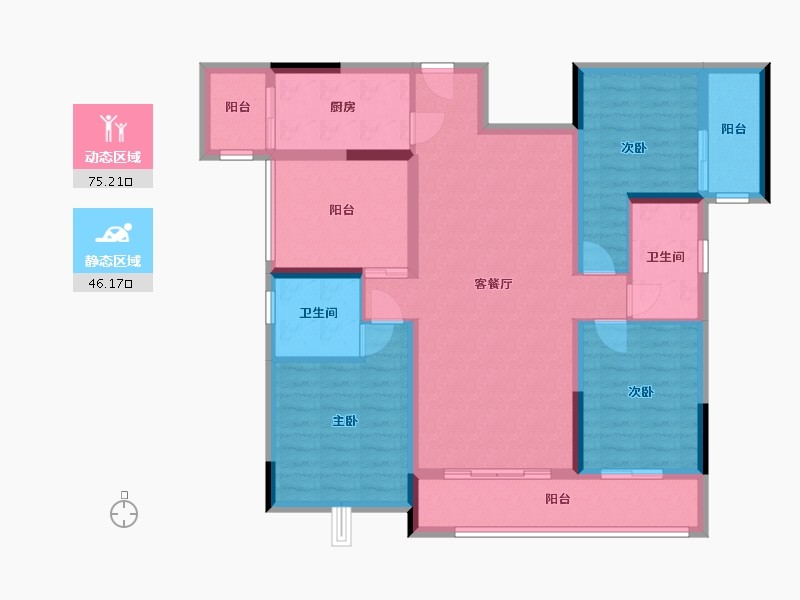 贵州省-毕节市-中瑞梦想城-116.50-户型库-动静分区