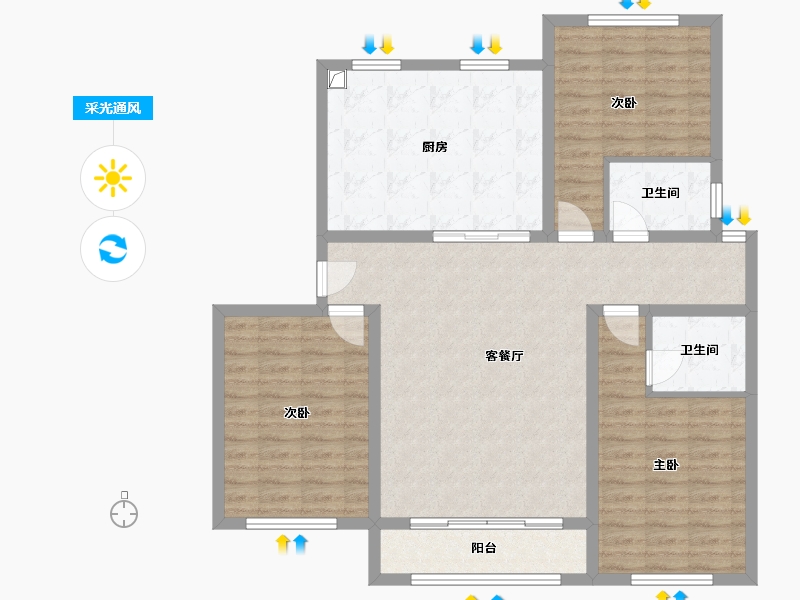 河北省-唐山市-乐泰和园-120.00-户型库-采光通风