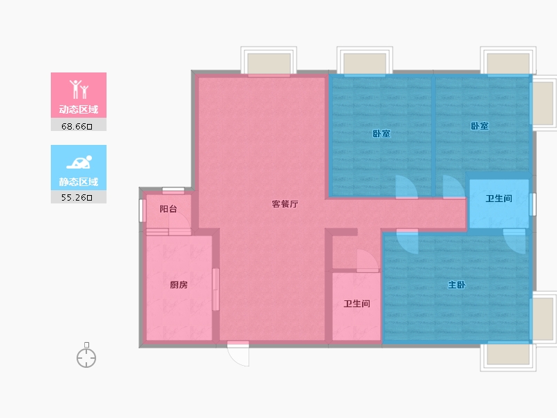 北京-北京市-燕青小区-128.00-户型库-动静分区