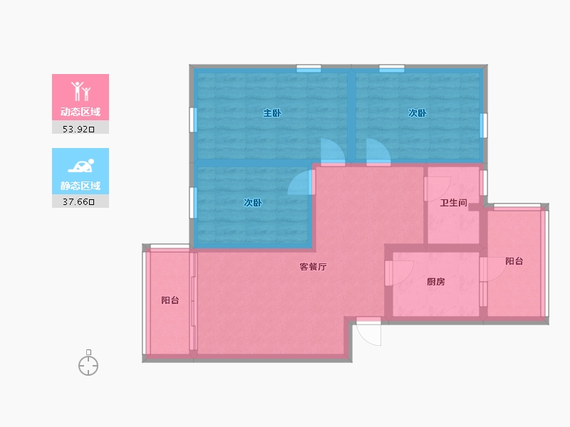 广东省-珠海市-南香里小区-86.00-户型库-动静分区