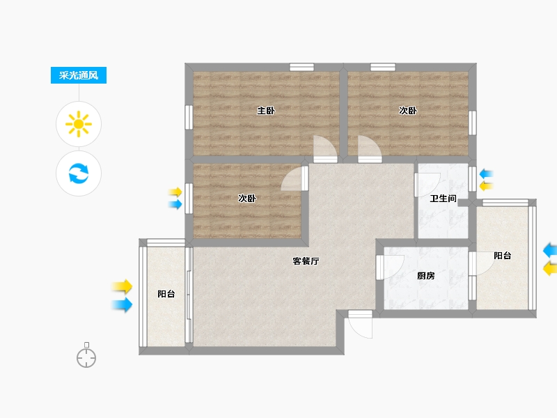 广东省-珠海市-南香里小区-86.00-户型库-采光通风