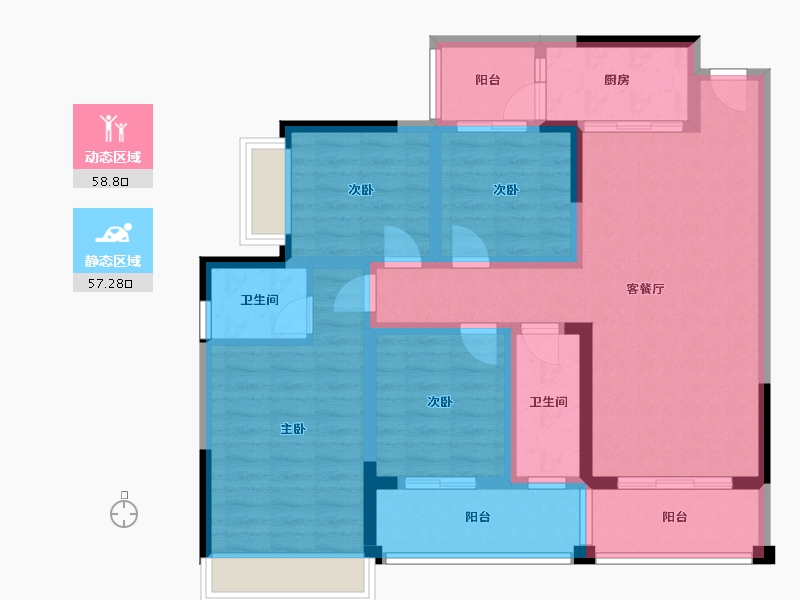 广西壮族自治区-百色市-东方明珠小区-106.07-户型库-动静分区