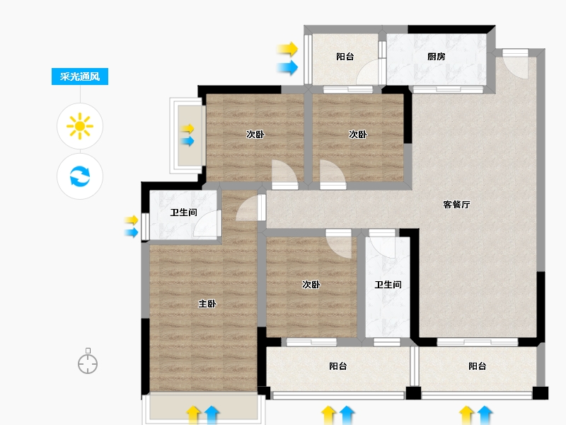 广西壮族自治区-百色市-东方明珠小区-106.07-户型库-采光通风