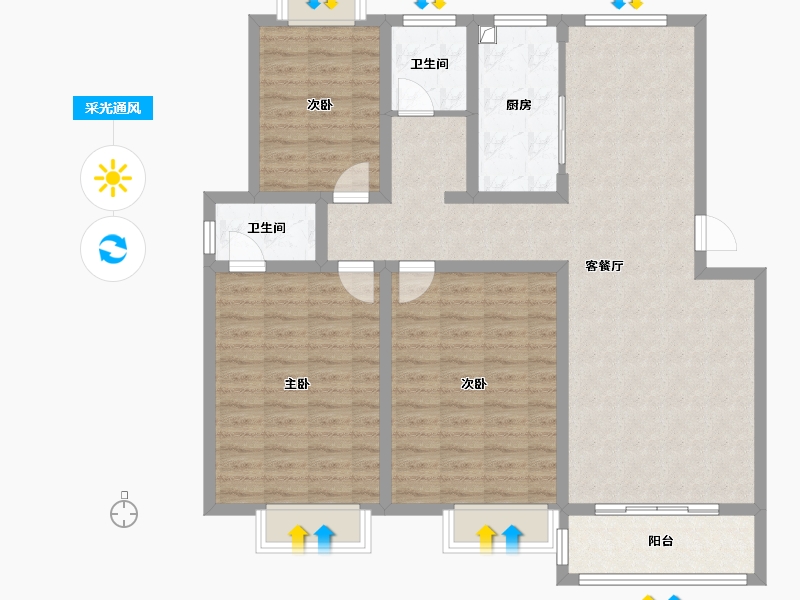 安徽省-合肥市-闸山新村-108.00-户型库-采光通风