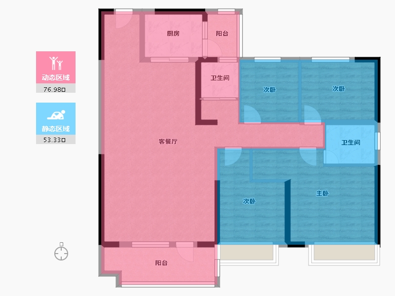 山东省-滨州市-山钢碧桂园翡翠城-116.80-户型库-动静分区