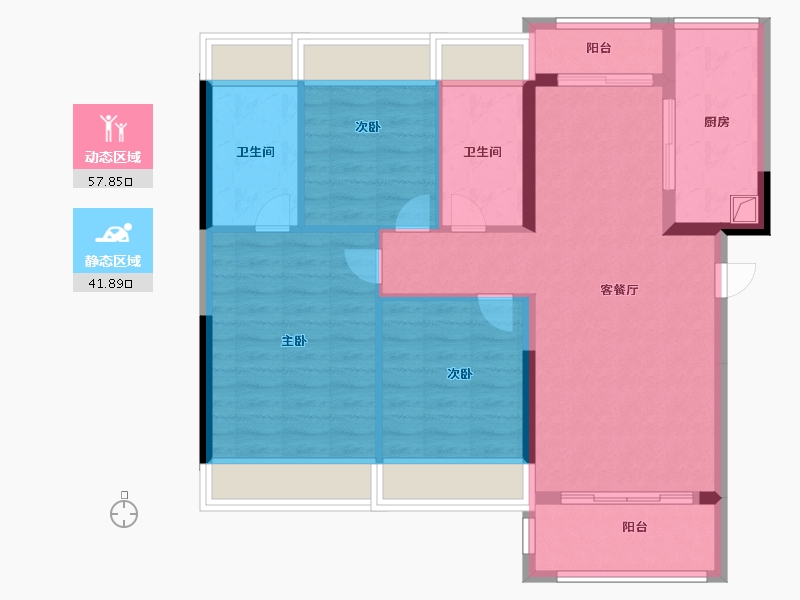 广东省-中山市-广银海棠湾-89.60-户型库-动静分区