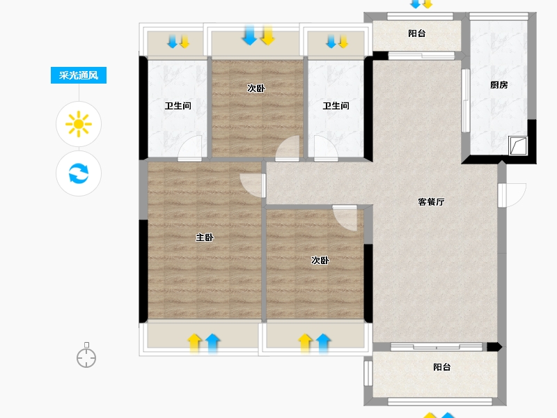 广东省-中山市-广银海棠湾-89.60-户型库-采光通风