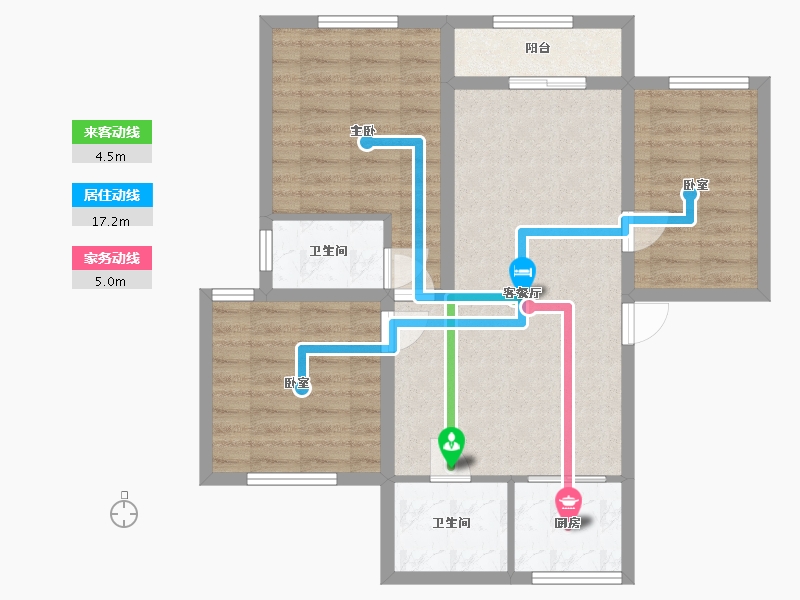 上海-上海市-康桥花园-北园-80.00-户型库-动静线