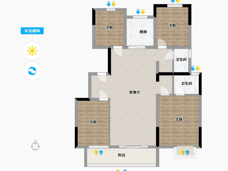 陕西省-铜川市-龙记檀府-119.00-户型库-采光通风