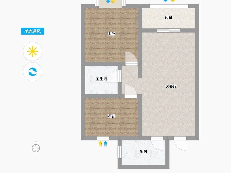 山东省-青岛市-馨海国际城-65.60-户型库-采光通风