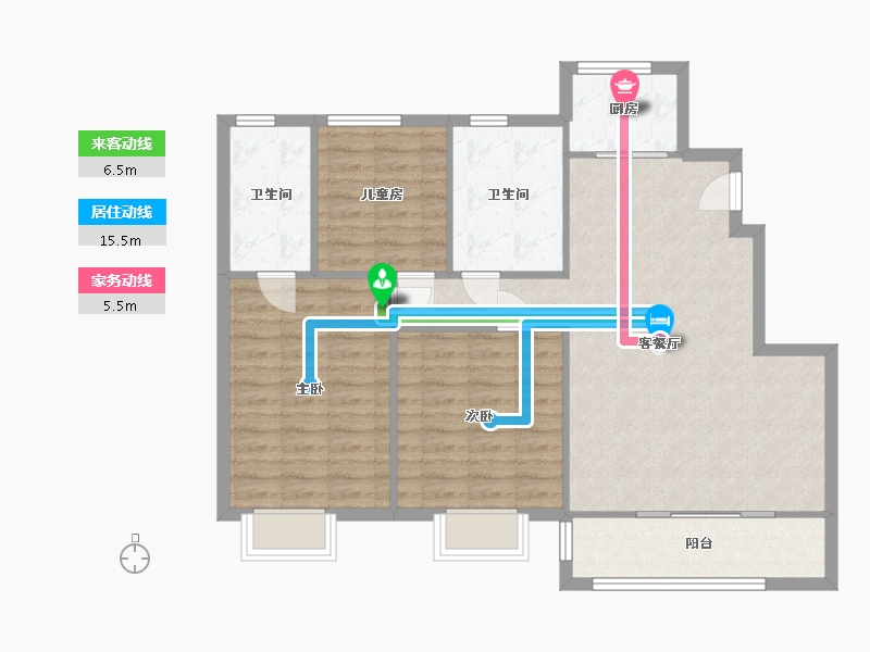 江苏省-南通市-三盛璞悦府-96.80-户型库-动静线