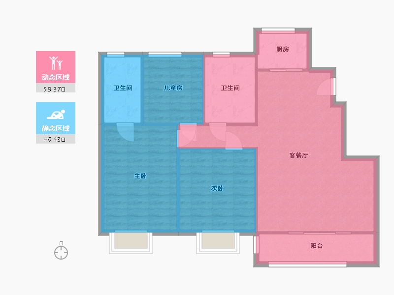 江苏省-南通市-三盛璞悦府-96.80-户型库-动静分区