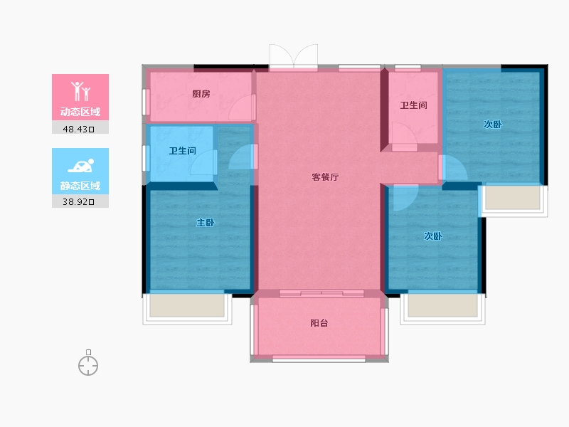 湖南省-常德市-东方明珠-89.54-户型库-动静分区