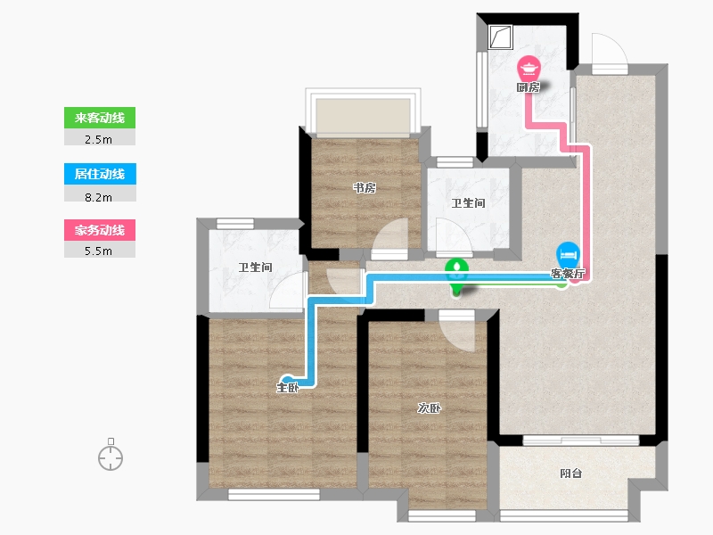 福建省-漳州市-国贸珑溪大观-71.20-户型库-动静线