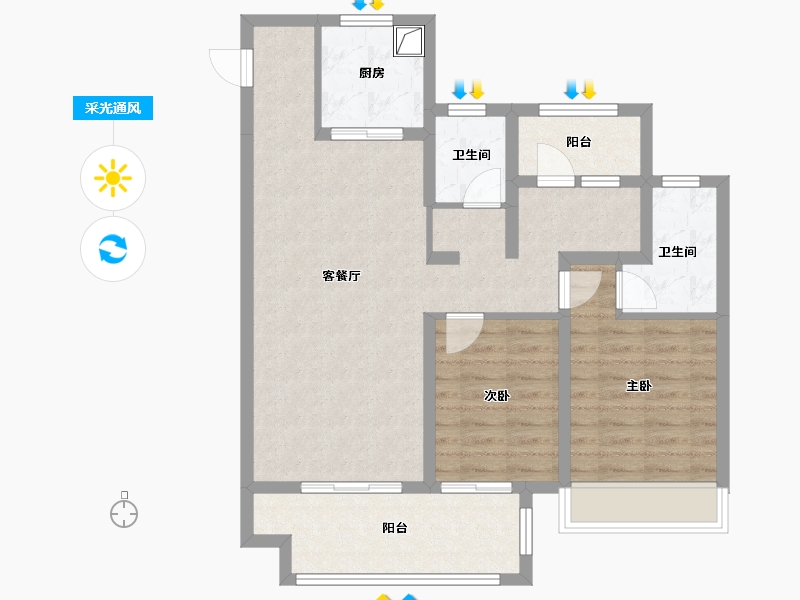 河南省-郑州市-融侨美域-85.50-户型库-采光通风