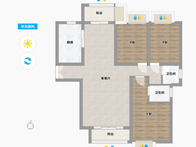 安徽省-池州市-水岸豪庭-88.03-户型库-采光通风