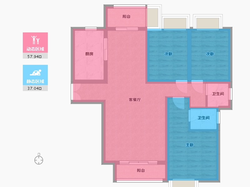 安徽省-池州市-水岸豪庭-88.03-户型库-动静分区