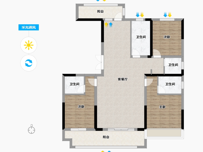 河南省-郑州市-中建森林观澜-128.00-户型库-采光通风