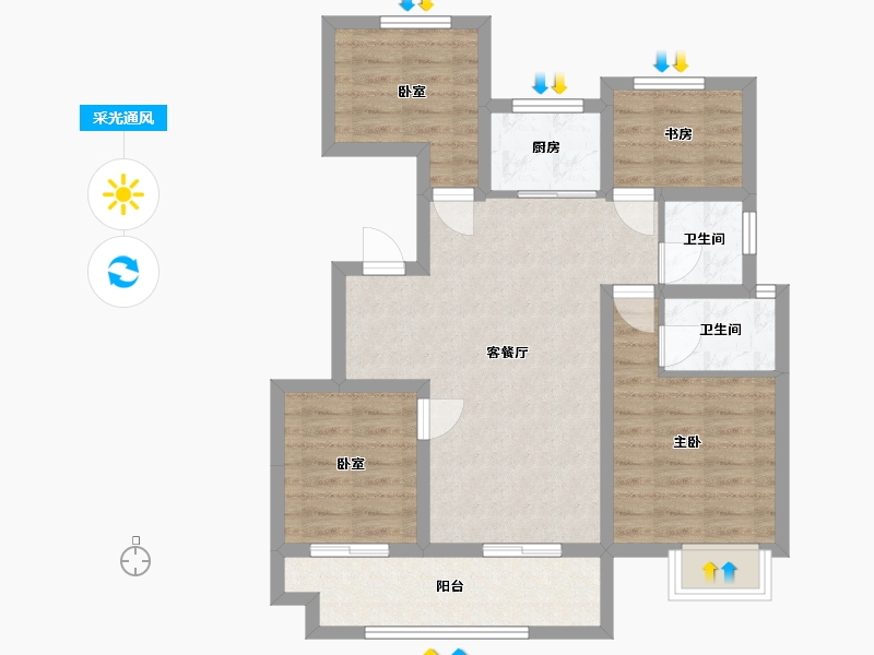 安徽省-宣城市-宁川府-72.00-户型库-采光通风