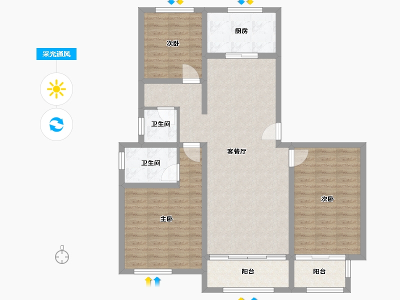 河北省-唐山市-睿德佳苑-108.00-户型库-采光通风