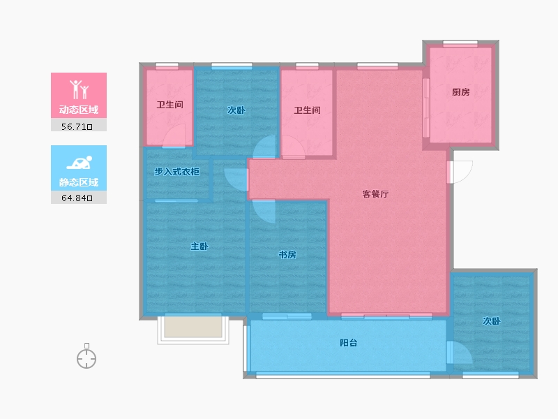 新疆维吾尔自治区-喀什地区-深喀东院-115.17-户型库-动静分区