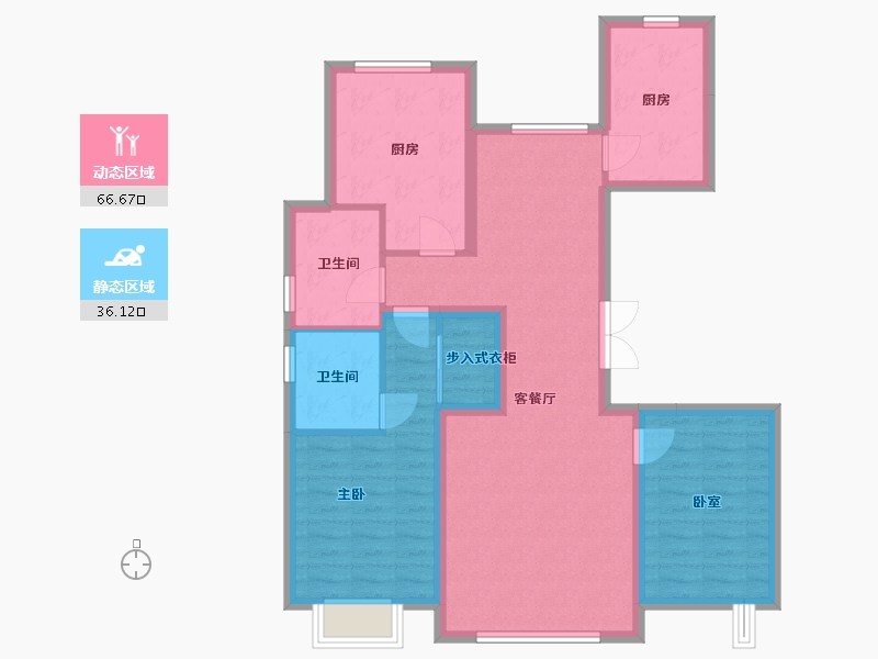 黑龙江省-哈尔滨市-达仁印象天地-104.57-户型库-动静分区