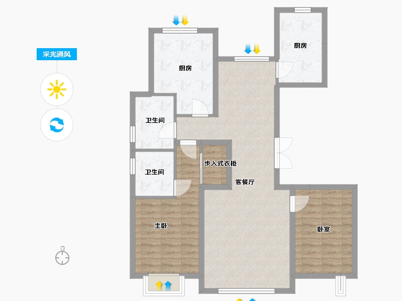 黑龙江省-哈尔滨市-达仁印象天地-104.57-户型库-采光通风