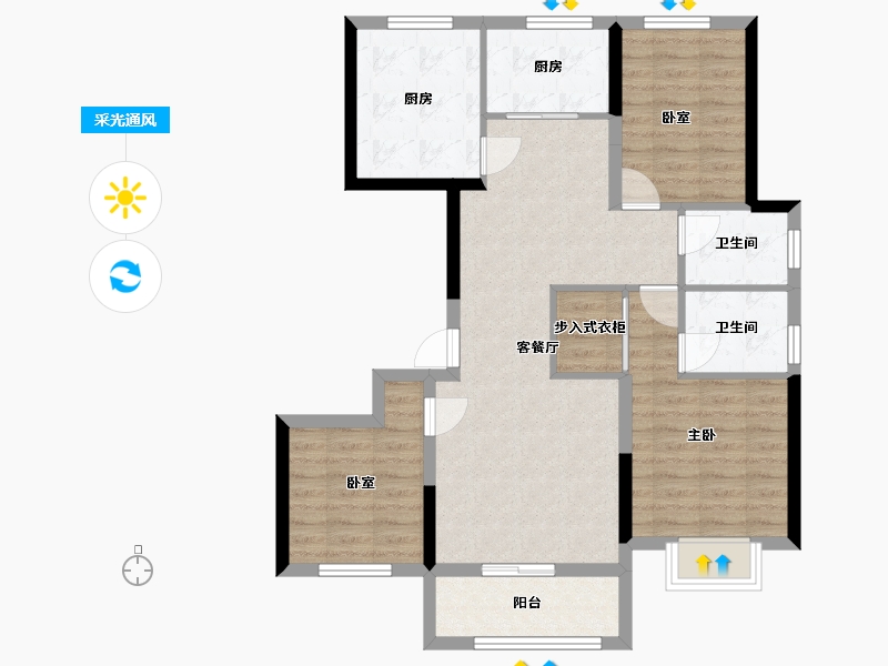 山东省-菏泽市-郓州一号-110.00-户型库-采光通风