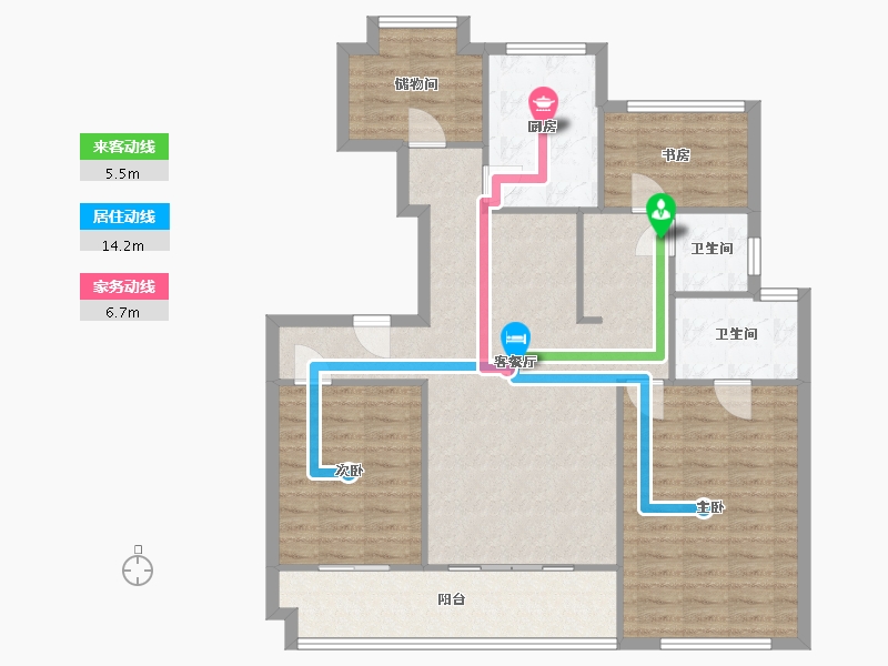 江苏省-苏州市-湖悦天境-126.00-户型库-动静线