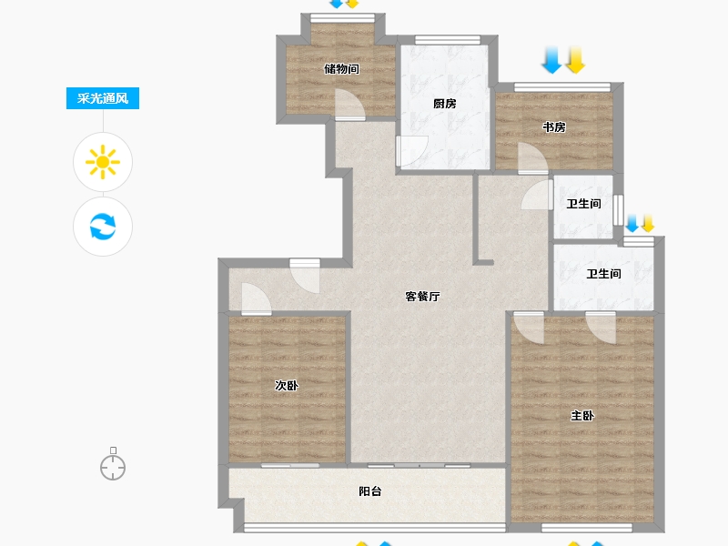 江苏省-苏州市-湖悦天境-126.00-户型库-采光通风