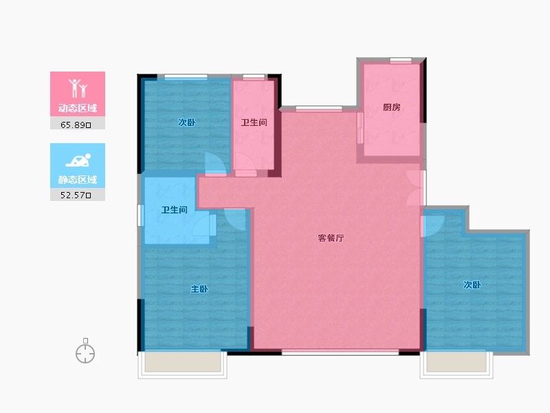 内蒙古自治区-通辽市-万华幸福里-A区-126.40-户型库-动静分区