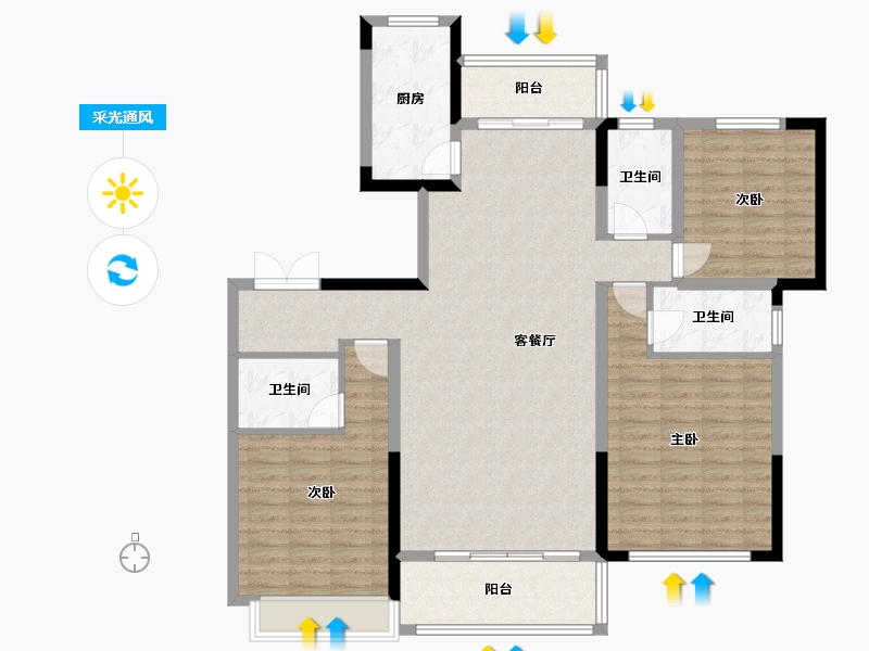 河南省-南阳市-山水和院-128.00-户型库-采光通风