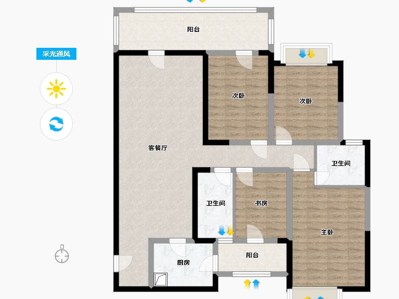 广西壮族自治区-南宁市-轨道御珑壹号城-135.00-户型库-采光通风