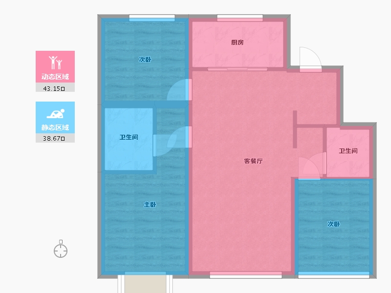 辽宁省-沈阳市-万科东第-88.00-户型库-动静分区