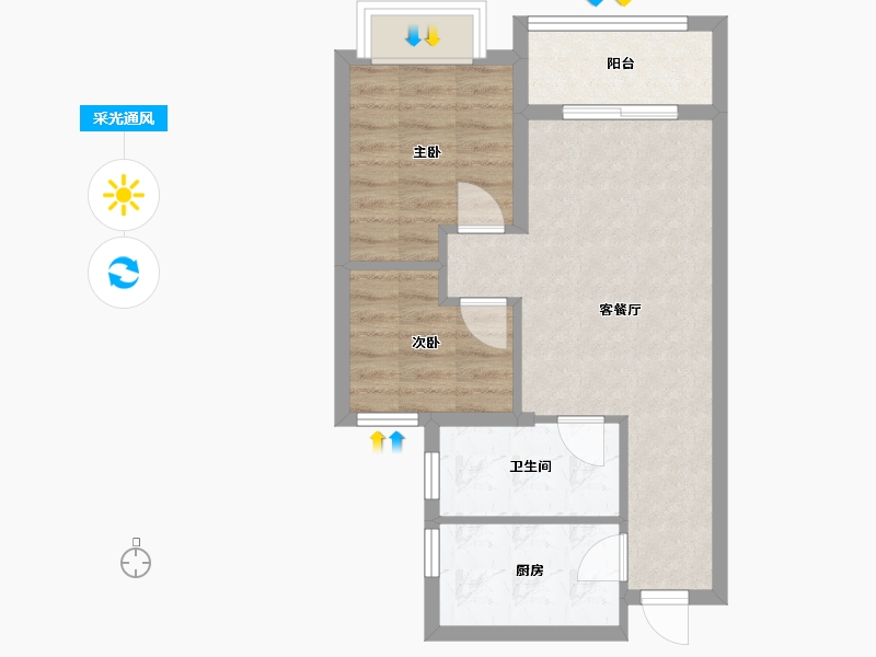 湖北省-襄阳市-汉阳学府-57.14-户型库-采光通风