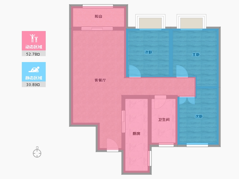 甘肃省-兰州市-华润置地誉澜山-84.48-户型库-动静分区