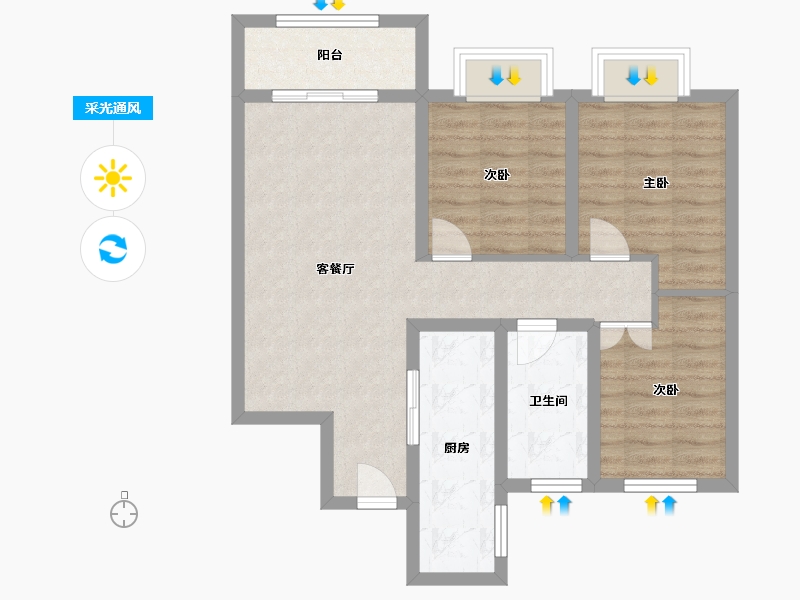 甘肃省-兰州市-华润置地誉澜山-84.48-户型库-采光通风