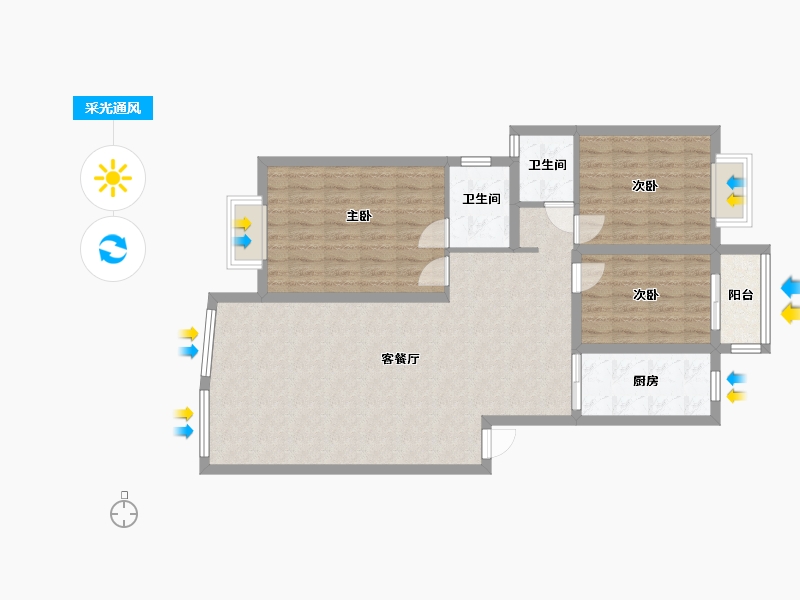 湖南省-郴州市-龙泉名都-92.80-户型库-采光通风