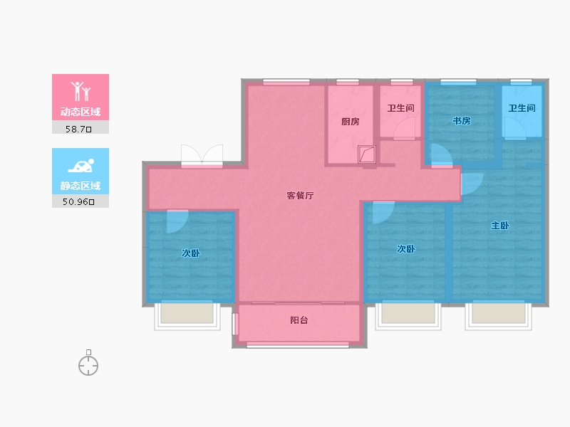 河北省-沧州市-宸德花园-110.92-户型库-动静分区